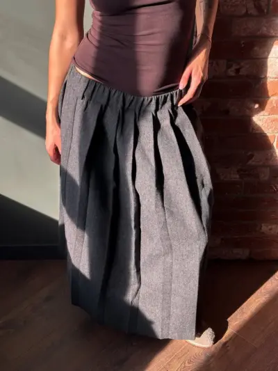 Classic Pleated Wool Skirt