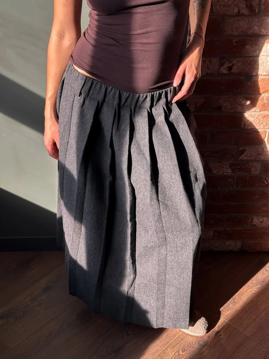 Classic Pleated Wool Skirt