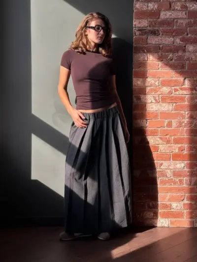 Classic Pleated Wool Skirt