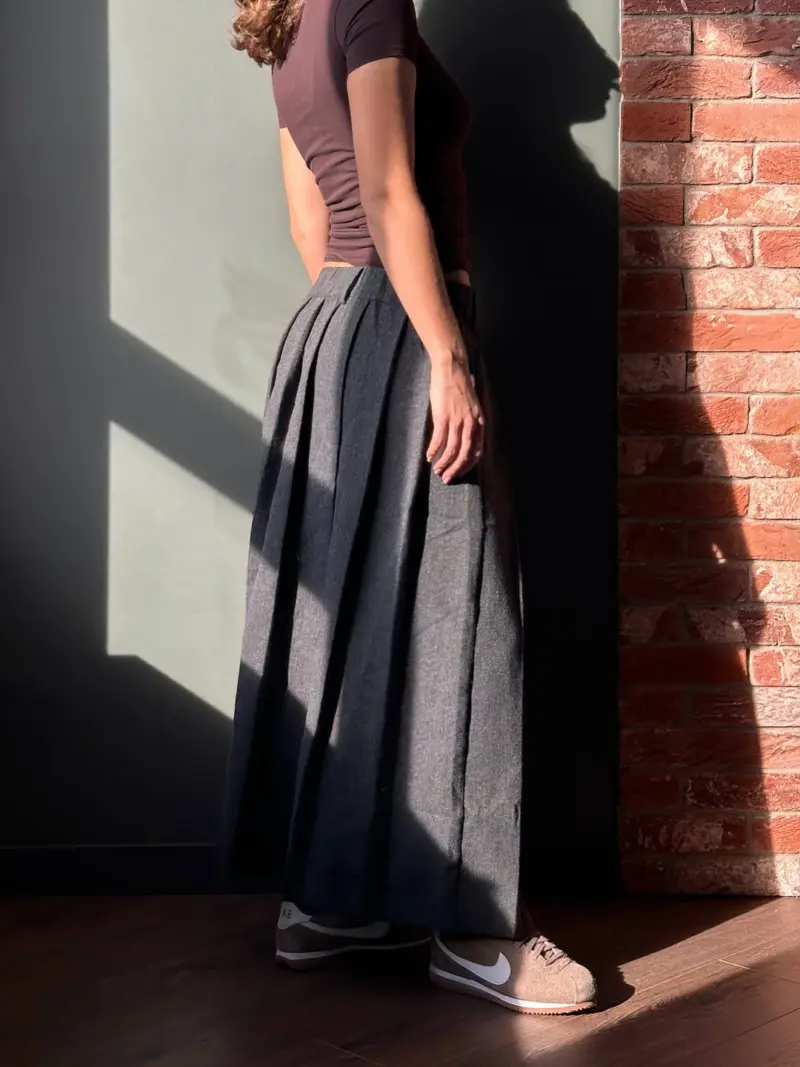 Classic Pleated Wool Skirt